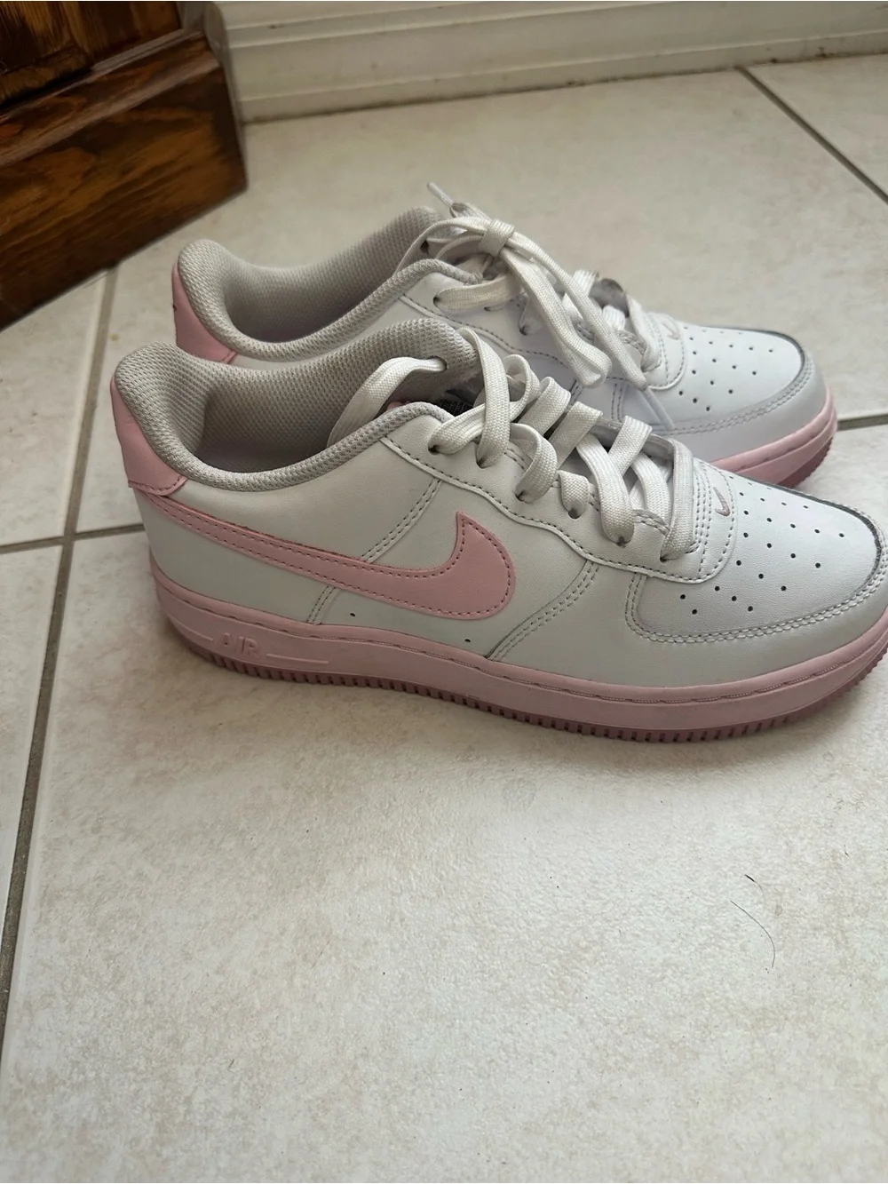 Nike White and Pink Low-Top Sneakers